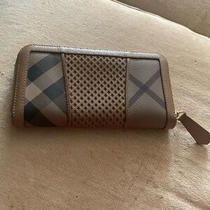 Burberry Tan and Black Checkered Wallet